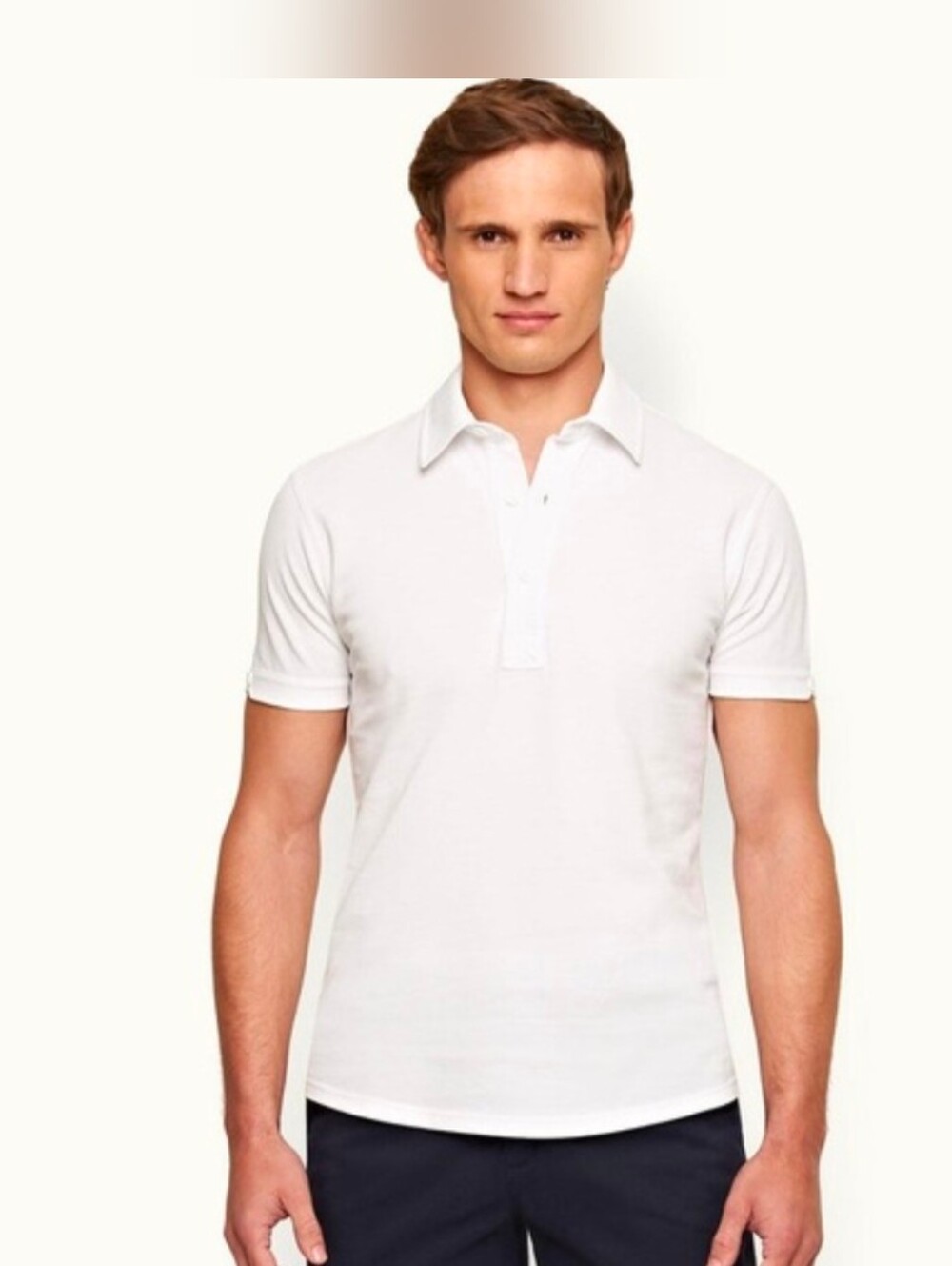 Orlebar Brown Sebastian White Tailored Fit Pique Short Sleeve Polo Shirt EUC